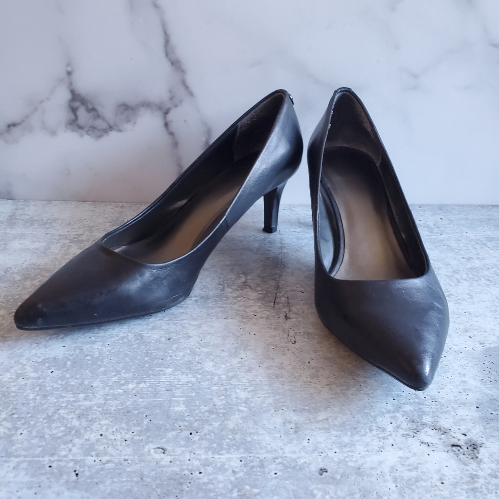 Monet 8 Point Toe Black Leather Stilleto P…